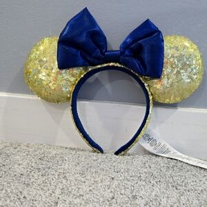 Walt Disney World Parks 50th Anniversary Minnie Gold & Blue Sequin Ear Headband